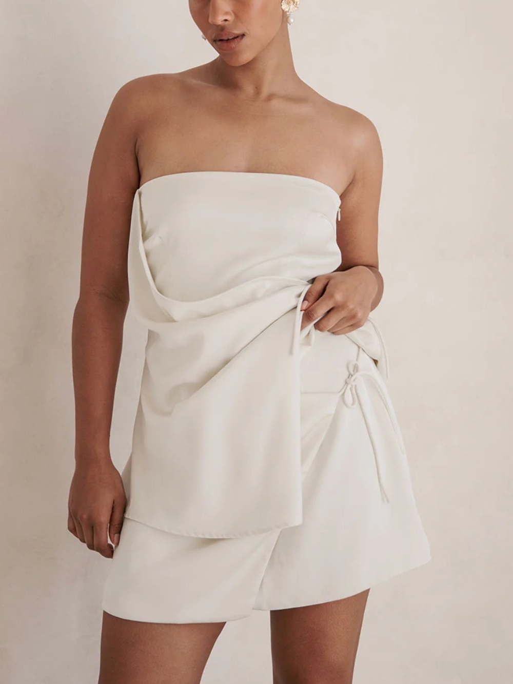 Sabo Skirt Cream Strapless Mini Skirt